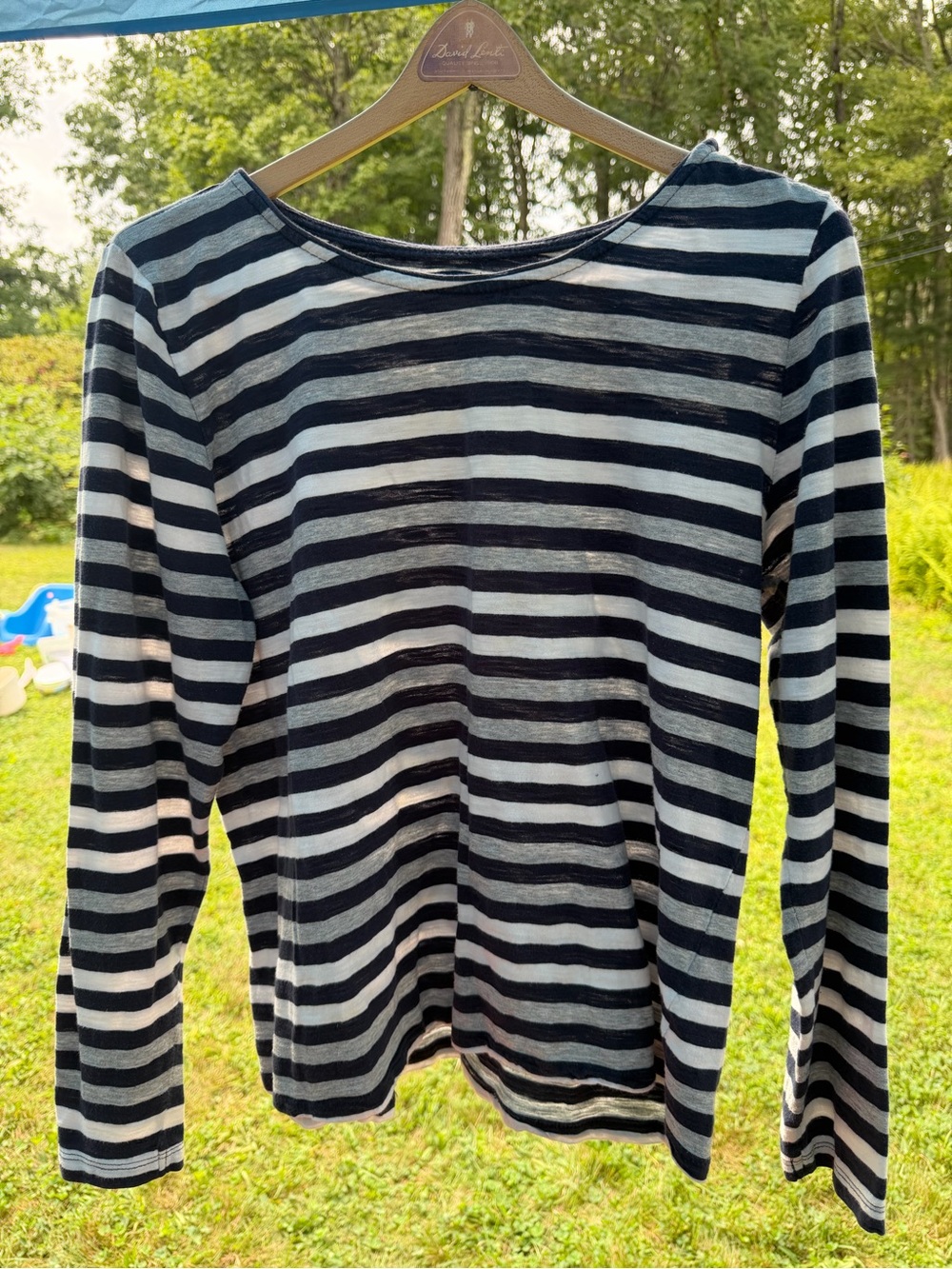 Gap Striped Long-Sleeve Boatneck Top - Black and White